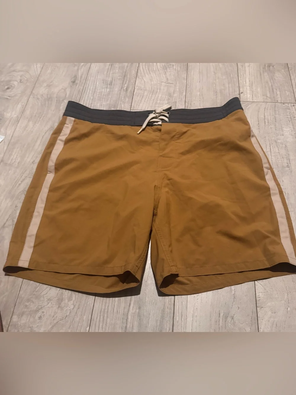 Men's Swim Trunks in Mustard with Contrast Waistband